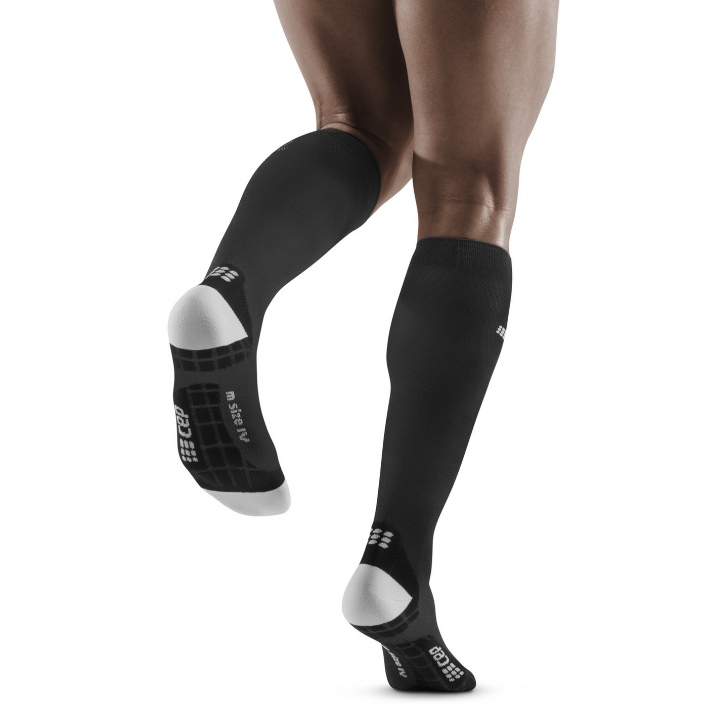 Ultralight Tall Compression Socks, Men, Black/Light Grey, Back View Model