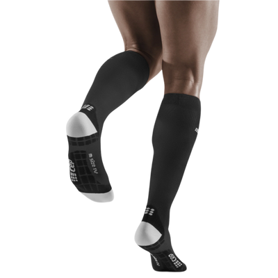 Ultralight Tall Compression Socks, Men, Black/Light Grey, Back View Model
