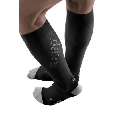 Ultralight Tall Compression Socks, Men, Black/Light Grey, Side View Model