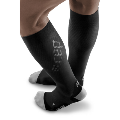 Ultralight Tall Compression Socks, Men, Black/Light Grey, Side View Model