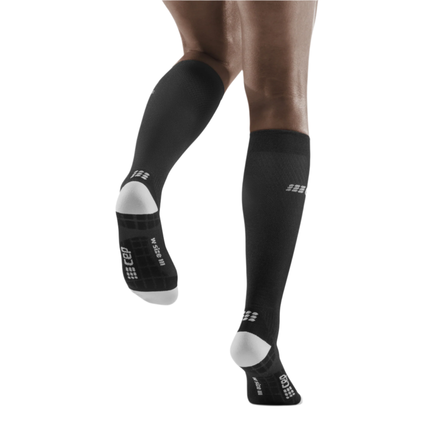 Ultralight Tall Compression Socks, Women, Black/Light Grey, Back View Model