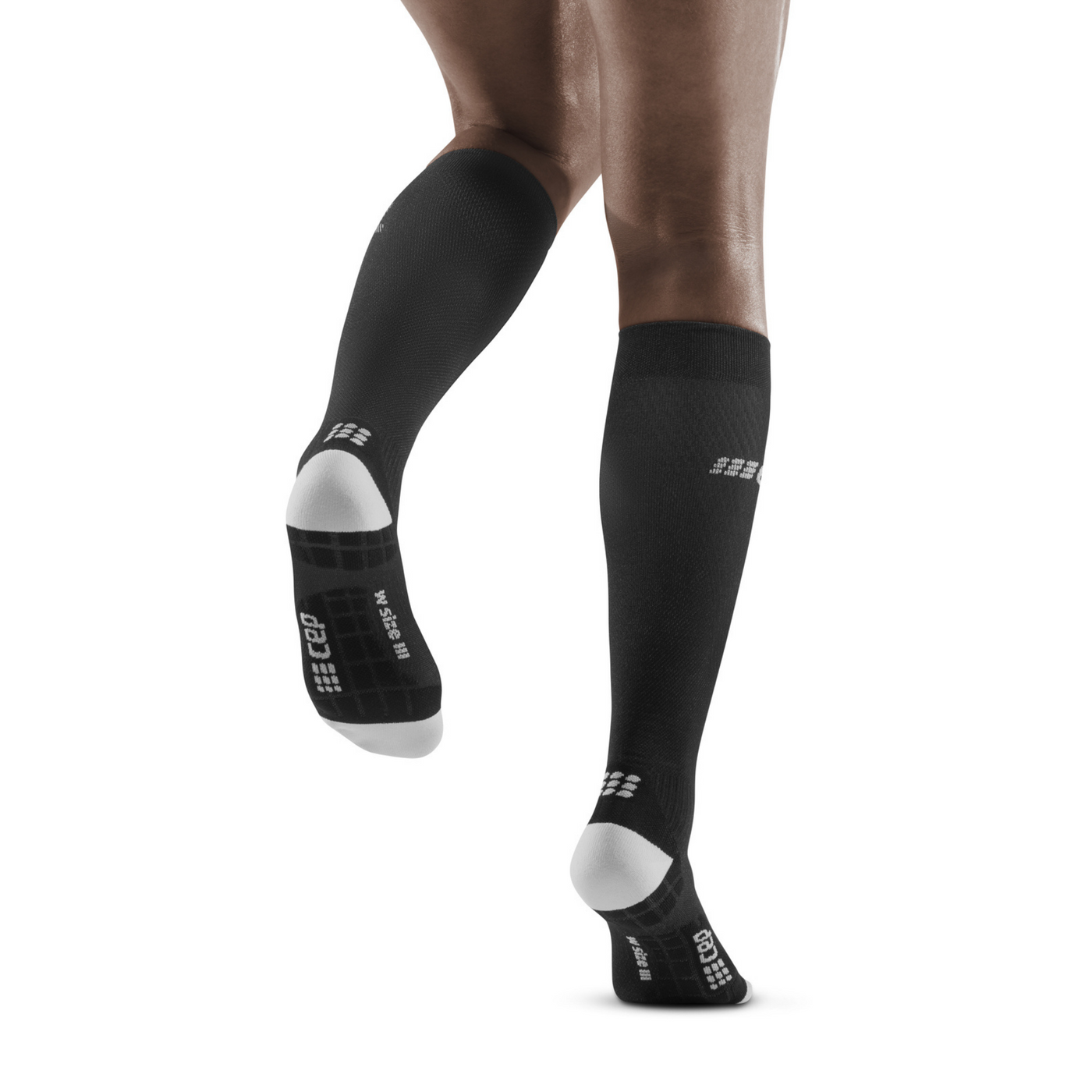 Ultralight Tall Compression Socks, Women, Black/Light Grey, Back View Model