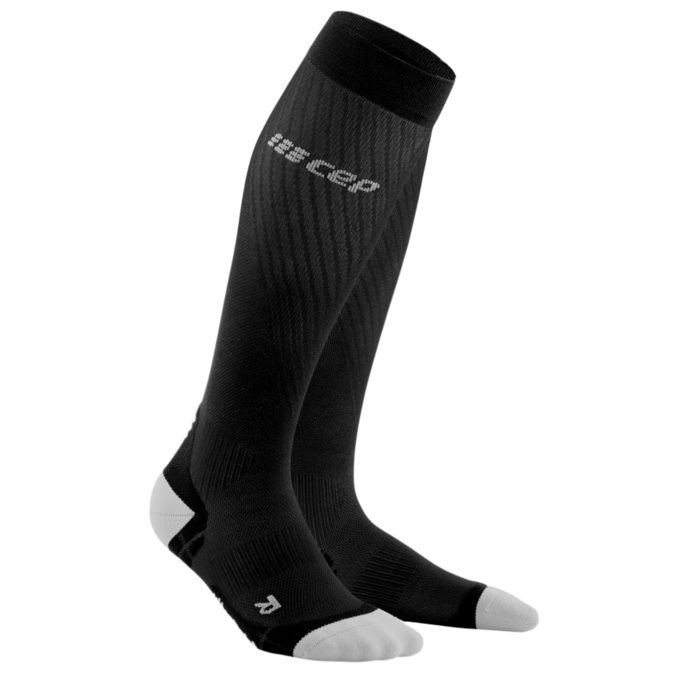 Ultralight Tall Compression Socks, Women, Black/Light Grey, Front View