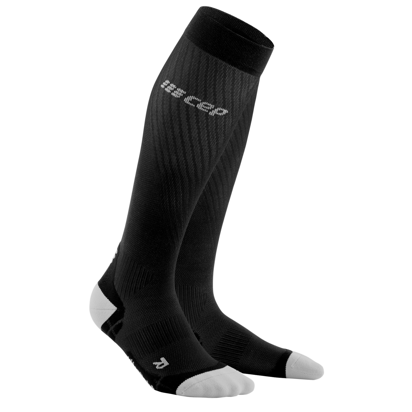 Ultralight Tall Compression Socks, Women, Black/Light Grey, Front View