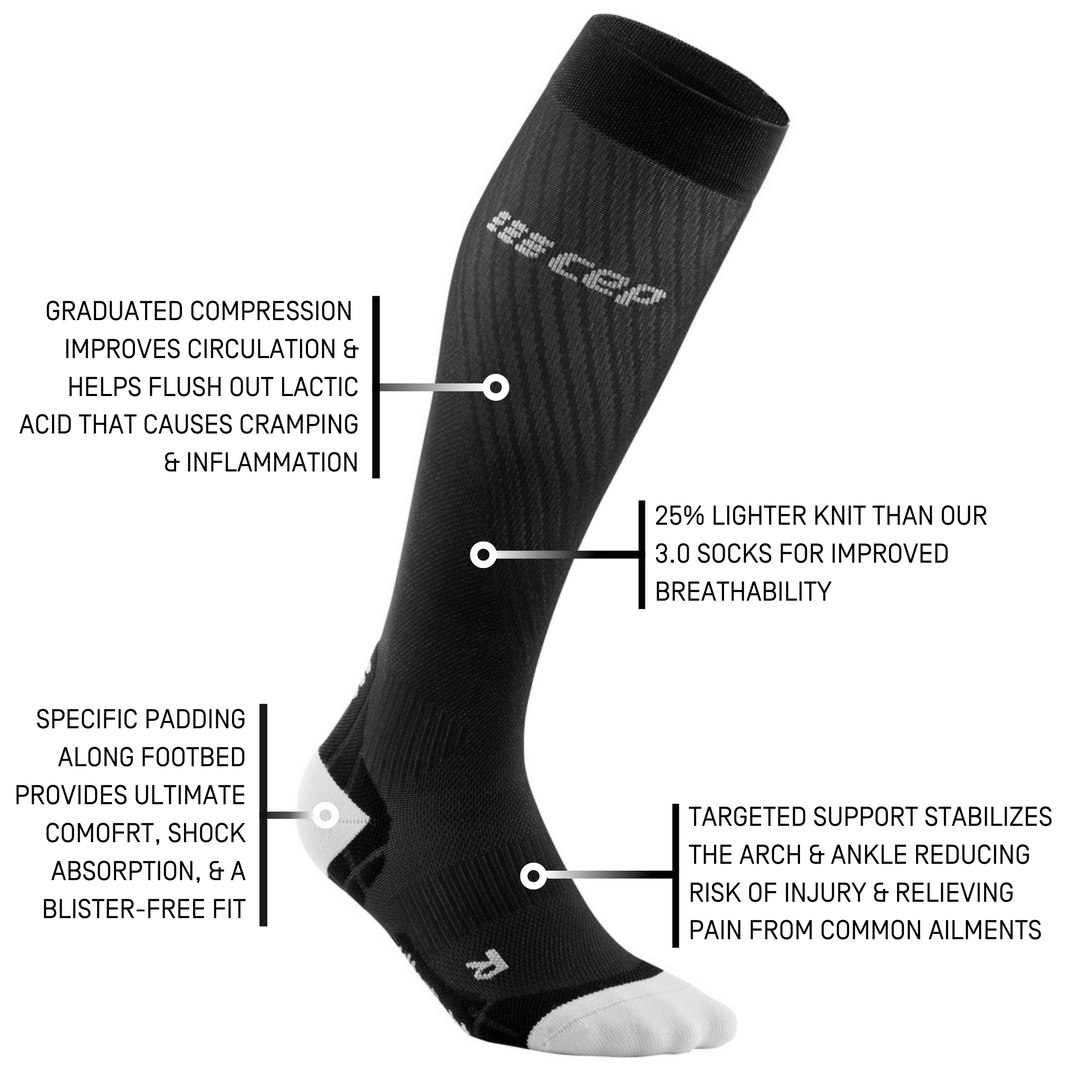 Ultralight Tall Compression Socks, Women, Black/Light Grey, Detail