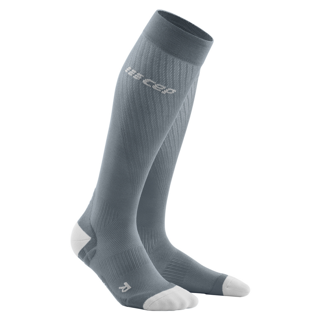 Ultralight Tall Compression Socks, Men, Grey/Light Grey, Front View