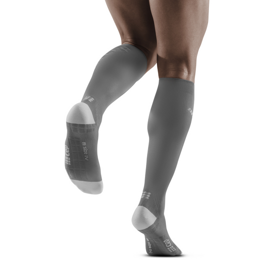 Ultralight Tall Compression Socks, Men, Grey/Light Grey, Back View Model
