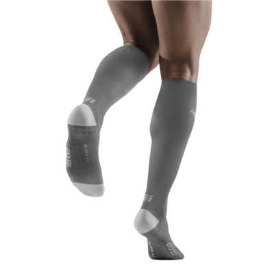 Ultralight Tall Compression Socks, Men, Grey/Light Grey, Back View Model
