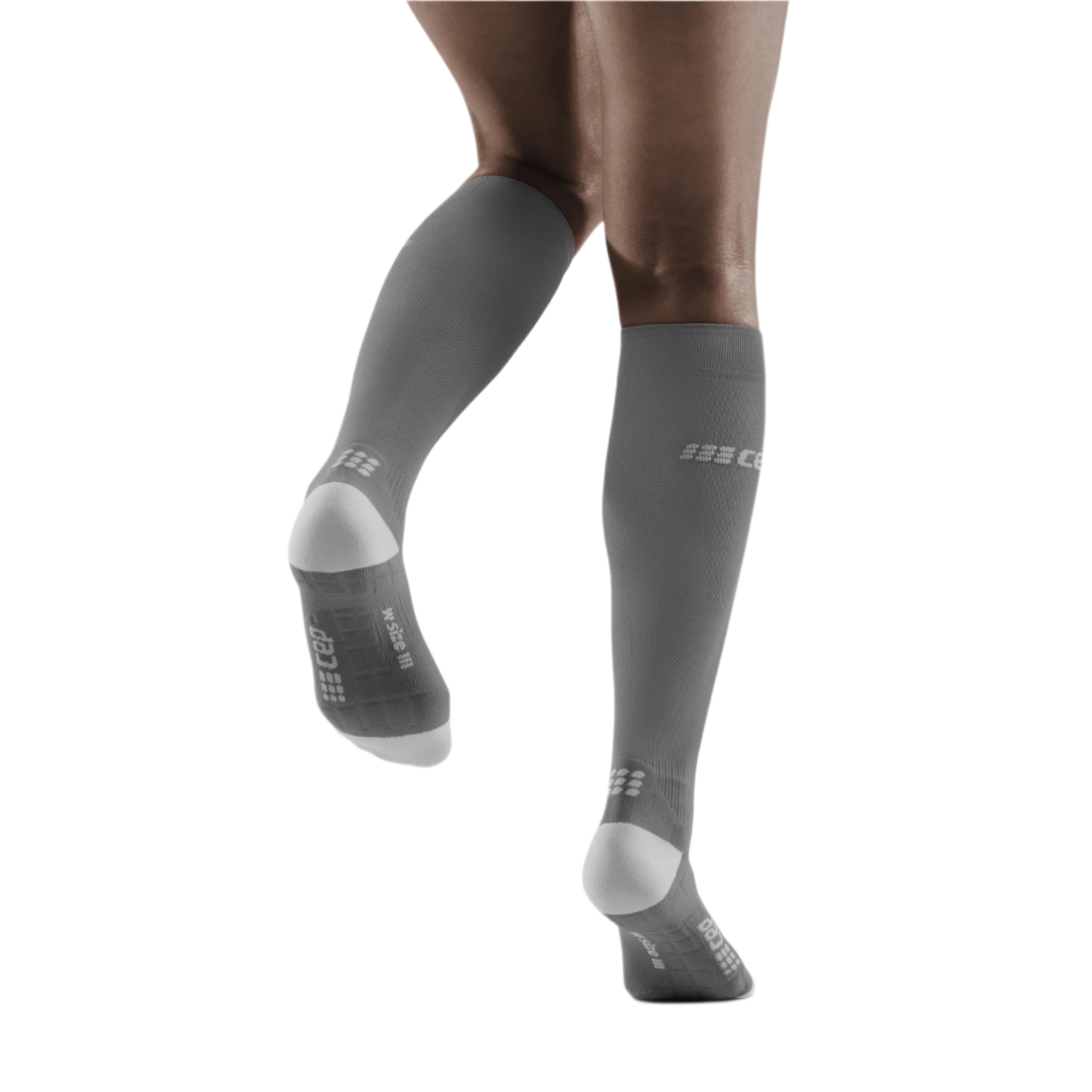 Ultralight Tall Compression Socks, Women, Grey/Light Grey, Back View Model
