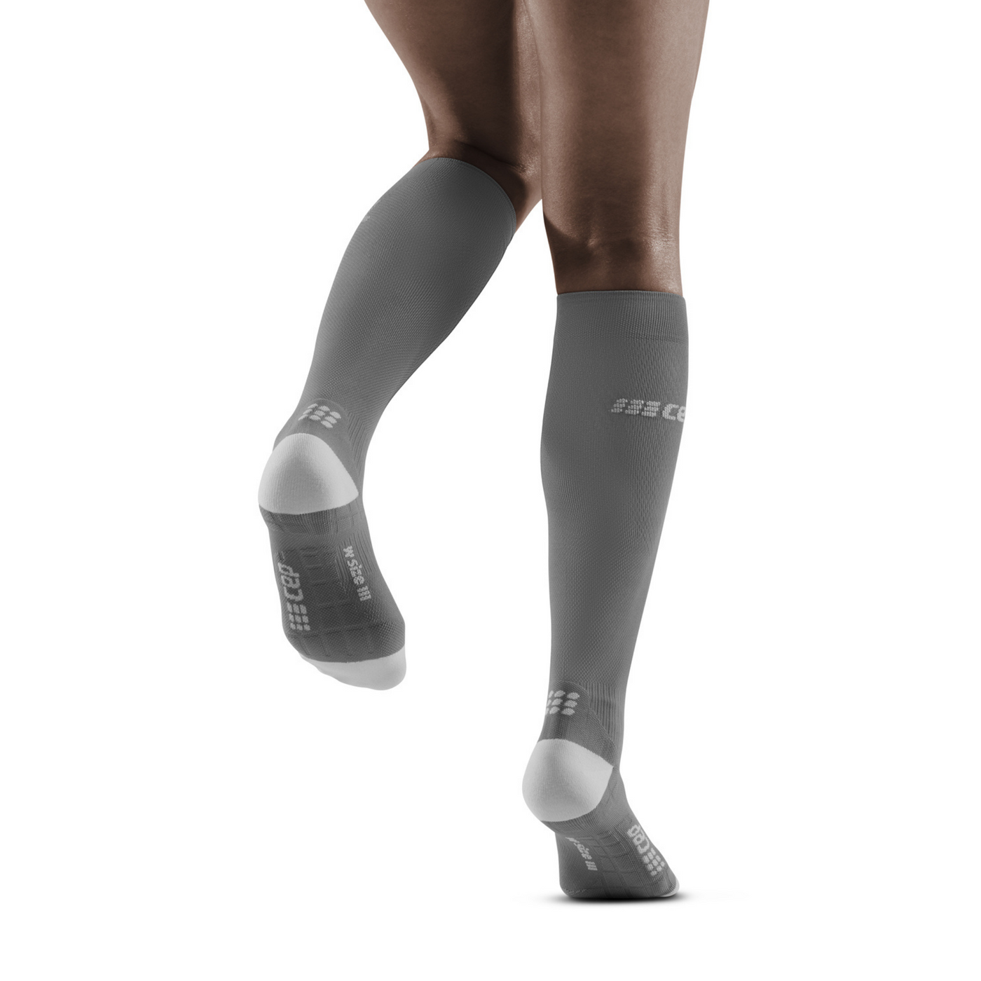 Ultralight Tall Compression Socks, Women, Grey/Light Grey, Back View Model