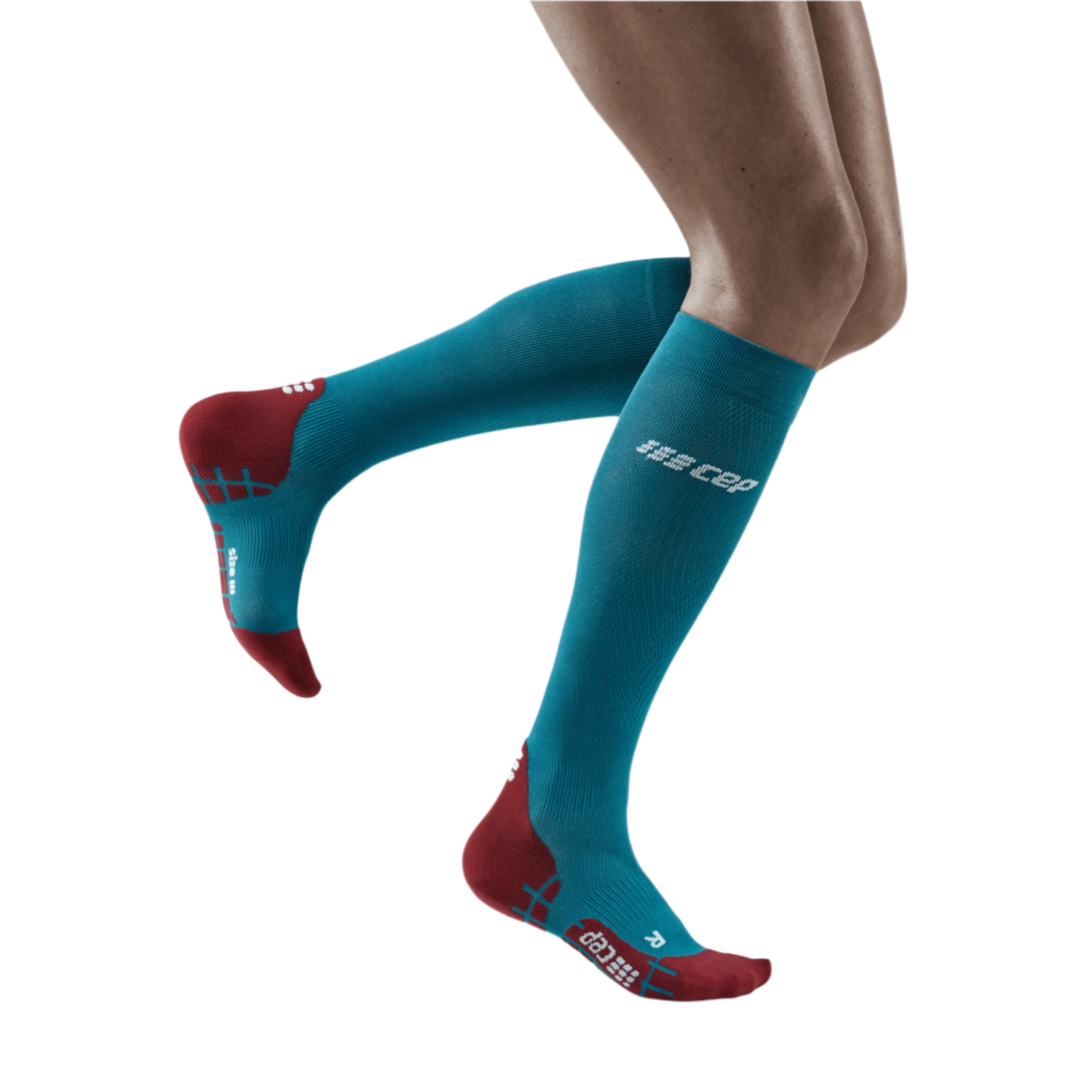 Ultralight Tall Compression Socks, Women, Petrol/Red