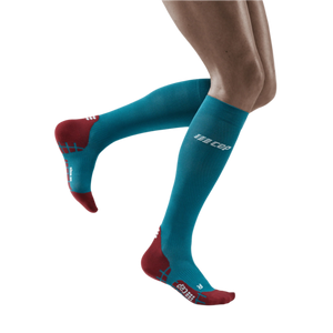 Ultralight Tall Compression Socks, Women, Petrol/Red