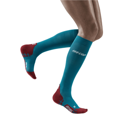 Ultralight Tall Compression Socks, Women, Petrol/Red