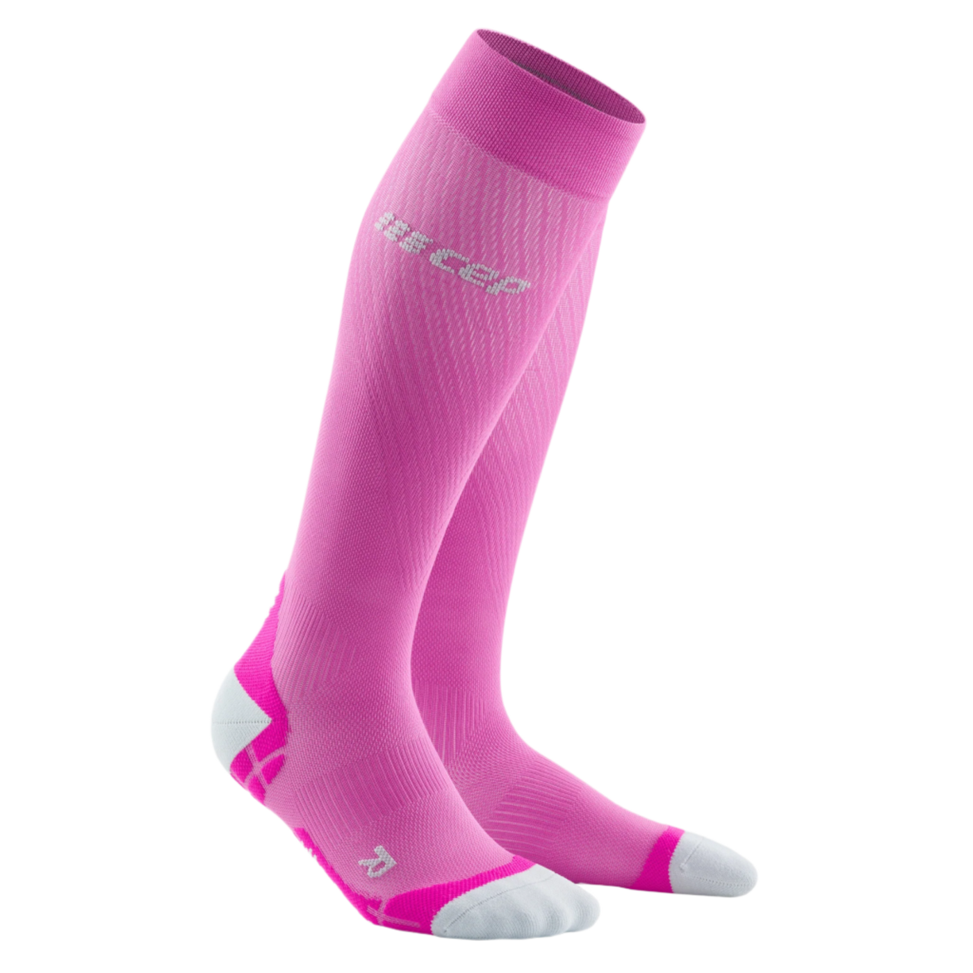 Ultralight Tall Compression Socks, Women, Electric Pink/Light Grey, Front View