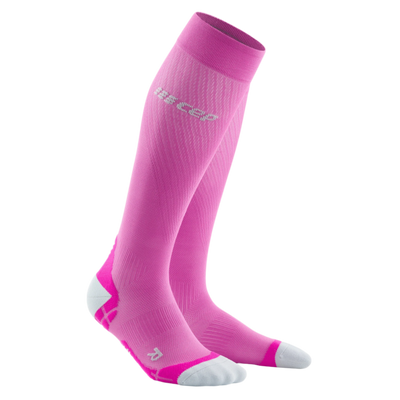 Ultralight Tall Compression Socks, Women, Electric Pink/Light Grey, Front View