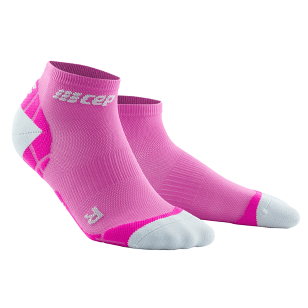 Calcetines de compresión ultraligeros de corte bajo, mujer, rosa eléctrico/gris claro, vista frontal