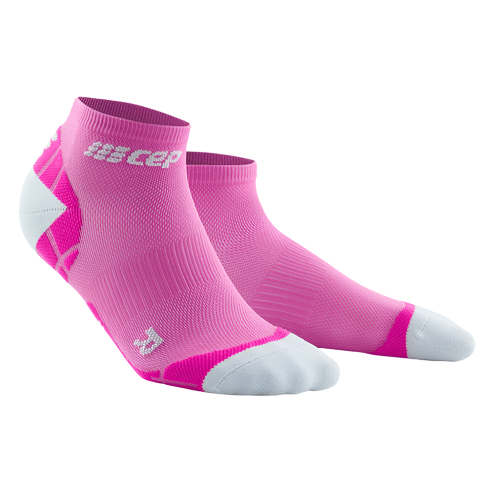 Ultralight Low Cut Compression Socks, Women, Electric Pink/Light Grey, Front View