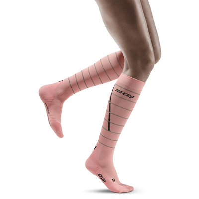 Reflective Tall Compression Socks, Women, Light Rose/Silver