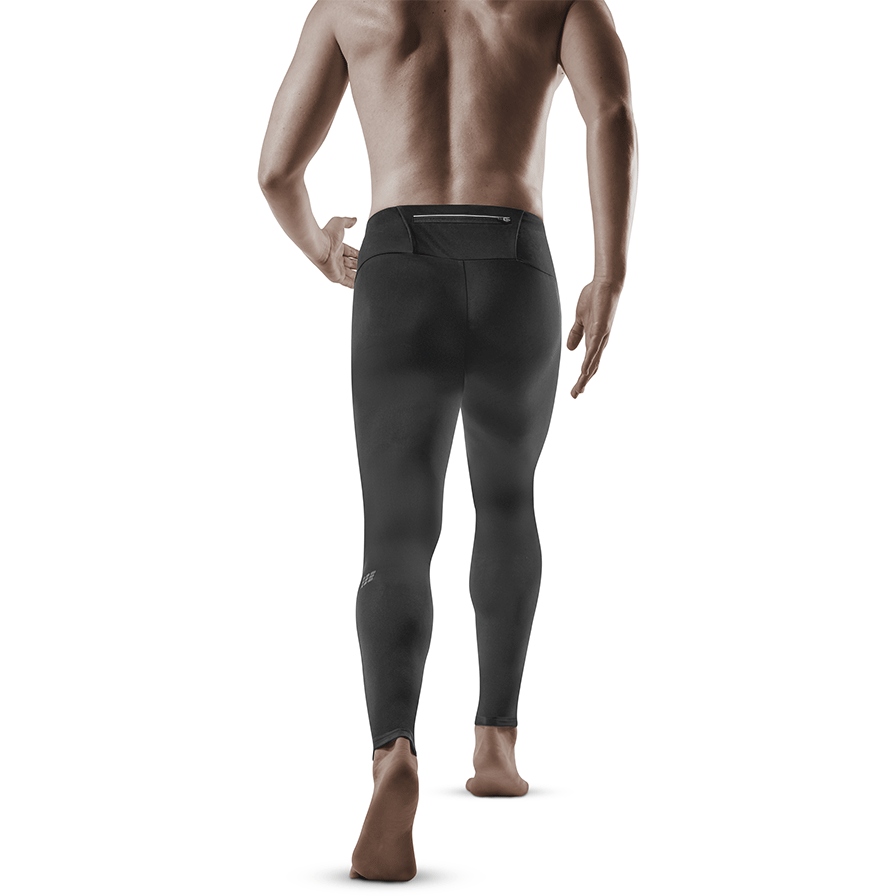 Pantalón de correr de invierno, hombre, negro, modelo vista trasera