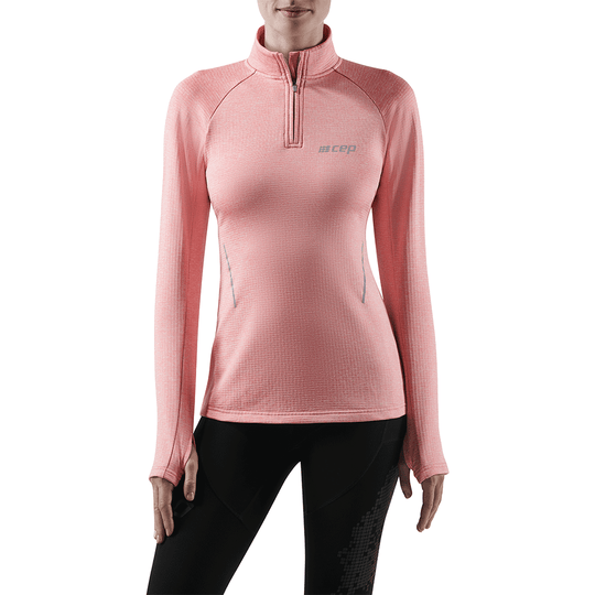 Camiseta Winter Run de manga larga, mujer, rosa melange, modelo vista frontal