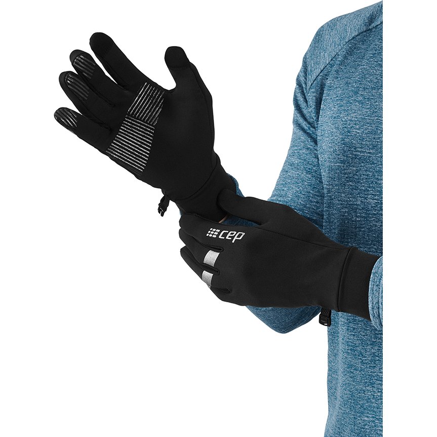 Χειμερινά γάντια τρεξίματος, μαύρα, μοντέλο πίσω όψης