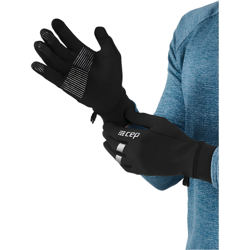 Winter Run Gloves, Black, Back View Model