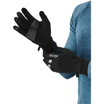 Winter Run Gloves, Black, Back View Model