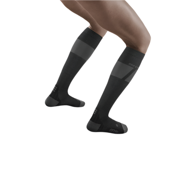 Ski Ultralight Tall Compression Socks, Women, Black/Dark Grey, Back View Model