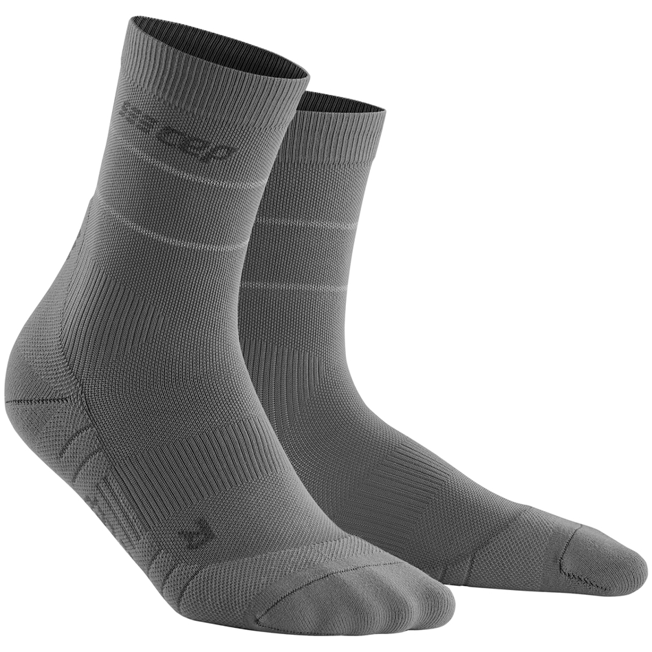 Reflective Mid Cut Compression Socks, Women, Grey/Silver, Front View
