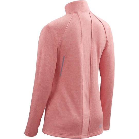 Camiseta de manga larga para correr de invierno, mujer, rosa melange, vista posterior