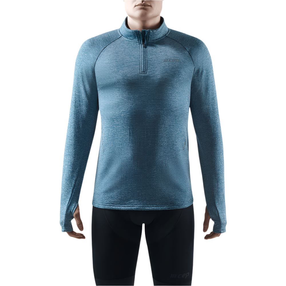 Winter Run Quarter Zip Pullover, Men, Blue Melange