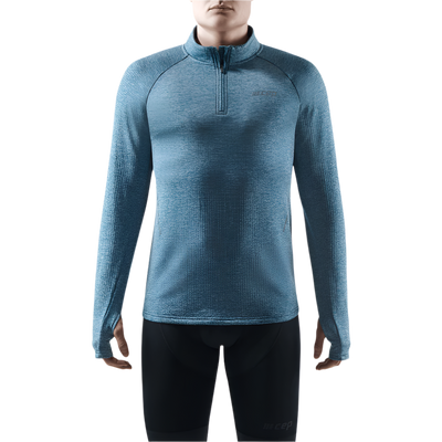 Winter Run Quarter Zip Pullover, Men, Blue Melange