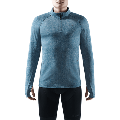 Winter Run Quarter Zip Pullover, Men, Blue Melange