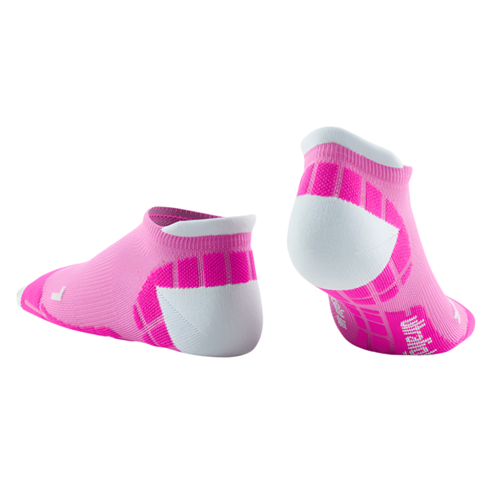 Ultralight No Show Compression Socks, Women, Electric Pink/Light Grey, Back View