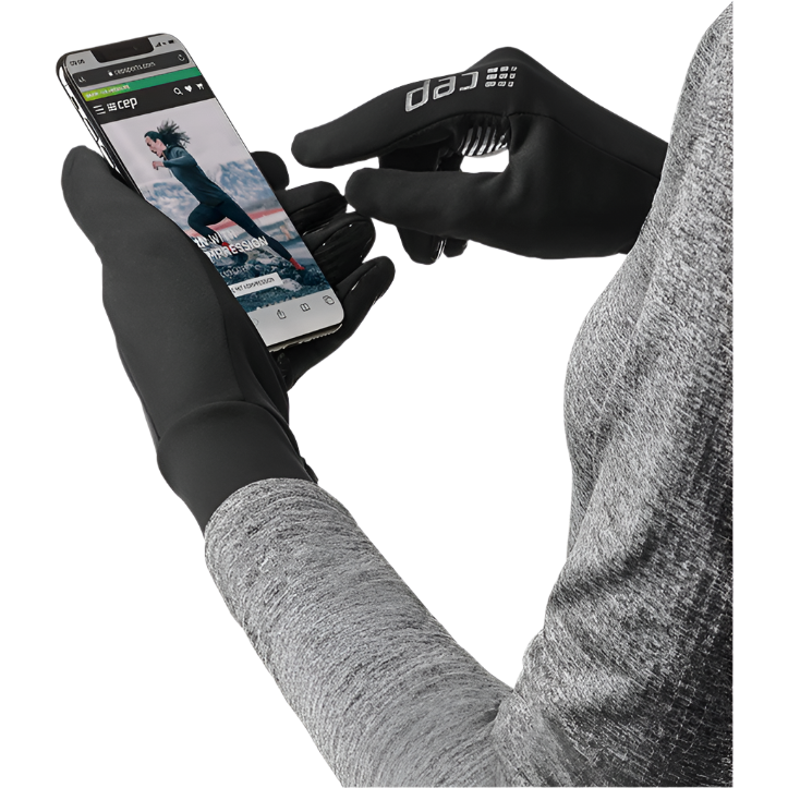 Winter Run Gloves, Black, Detail