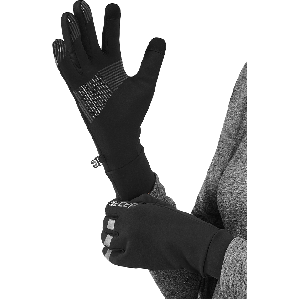 Χειμερινά γάντια τρεξίματος, μαύρα, μοντέλο με εναλλακτική όψη πίσω