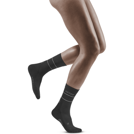 Ανακλαστικές Κάλτσες Συμπίεσης Μέσης Κοπής, Γυναικείες, Μαύρες/Ασημί
