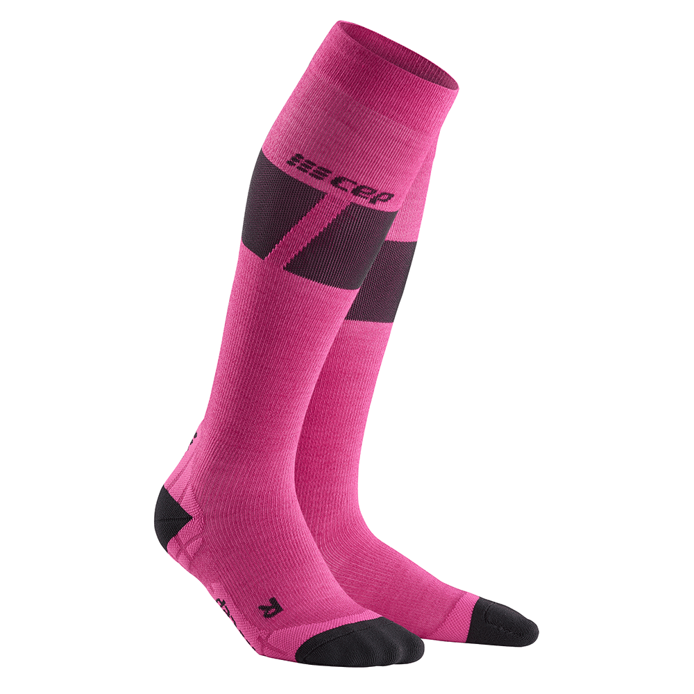 Εξαιρετικά Ελαφριές Ψηλές Κάλτσες Συμπίεσης Σκι, Γυναικείες, Ροζ/Σκούρο Γκρι