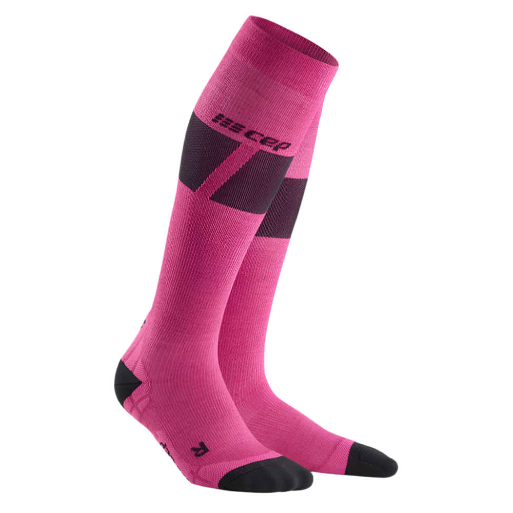 Ski Ultralight Tall Compression Socks, Women, Pink/Dark Grey