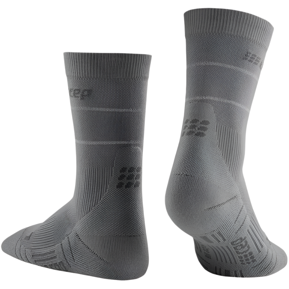 Reflective Mid Cut Compression Socks, Women, Grey/Silver, Back View