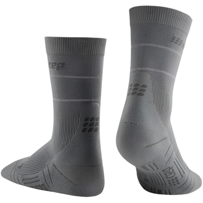 Reflective Mid Cut Compression Socks, Women, Grey/Silver, Back View