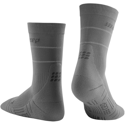 Reflective Mid Cut Compression Socks, Women, Grey/Silver, Back View