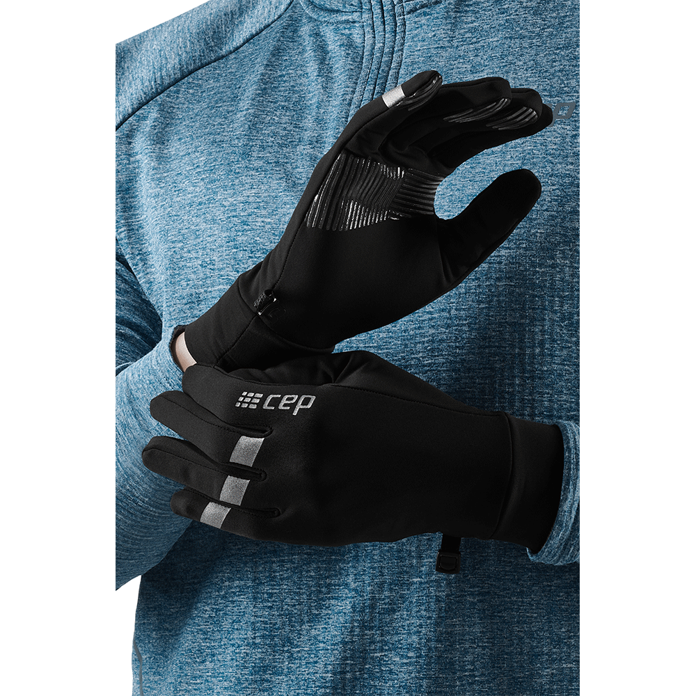 Χειμερινά γάντια τρεξίματος, μαύρα, λεπτομέρεια 3