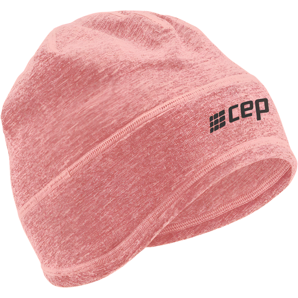 Winter Run Beanie, Rose Melange, Front View