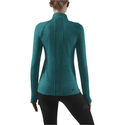 Winter Run Long Sleeve Shirt, Women, Green Melange, Back View Model