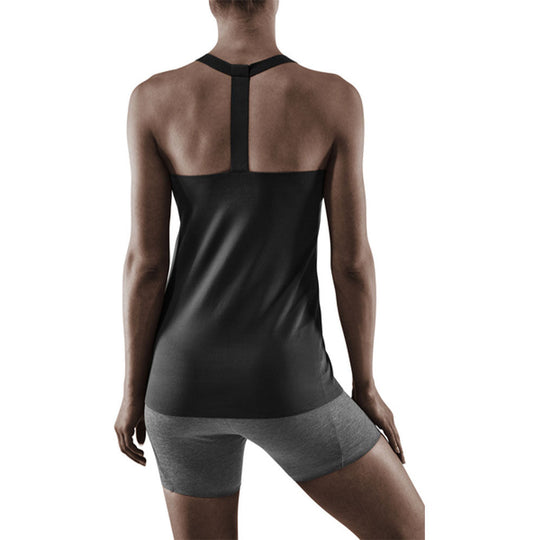 Μπλουζάκι προπόνησης, γυναικείο, μαύρο, μοντέλο πίσω όψης