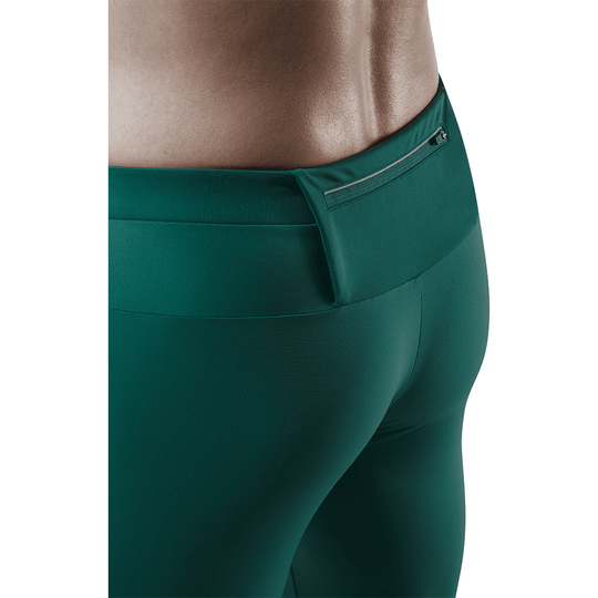 Pantalón de correr de invierno, hombres, verde, detalle en la espalda