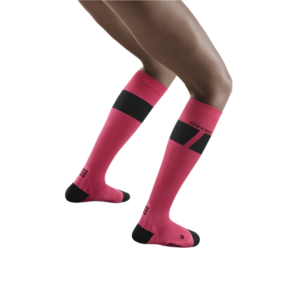 Ski Ultralight Tall Compression Socks, Women, Pink/Dark Grey, Back View Model