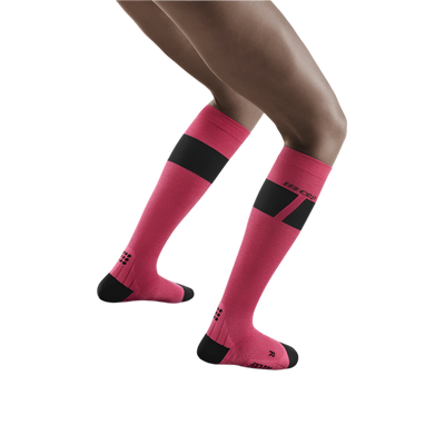 Ski Ultralight Tall Compression Socks, Women, Pink/Dark Grey, Back View Model