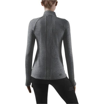 Winter Run Quarter Zip Pullover, Women, Black Melange, Back View Model
